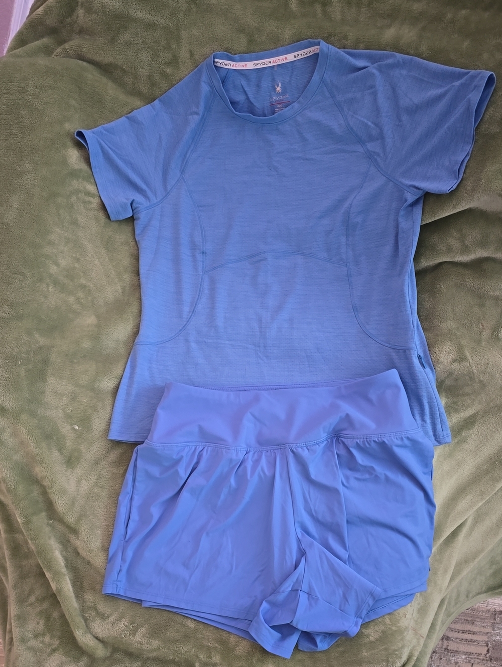 Spyder Women's Light Blue Active Short Sleeve Top & Shorts Set
